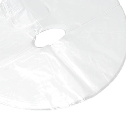 100 mascarillas faciales desechables con película conservante para evitar la evaporación y la retención de humedad, envueltas en papel.