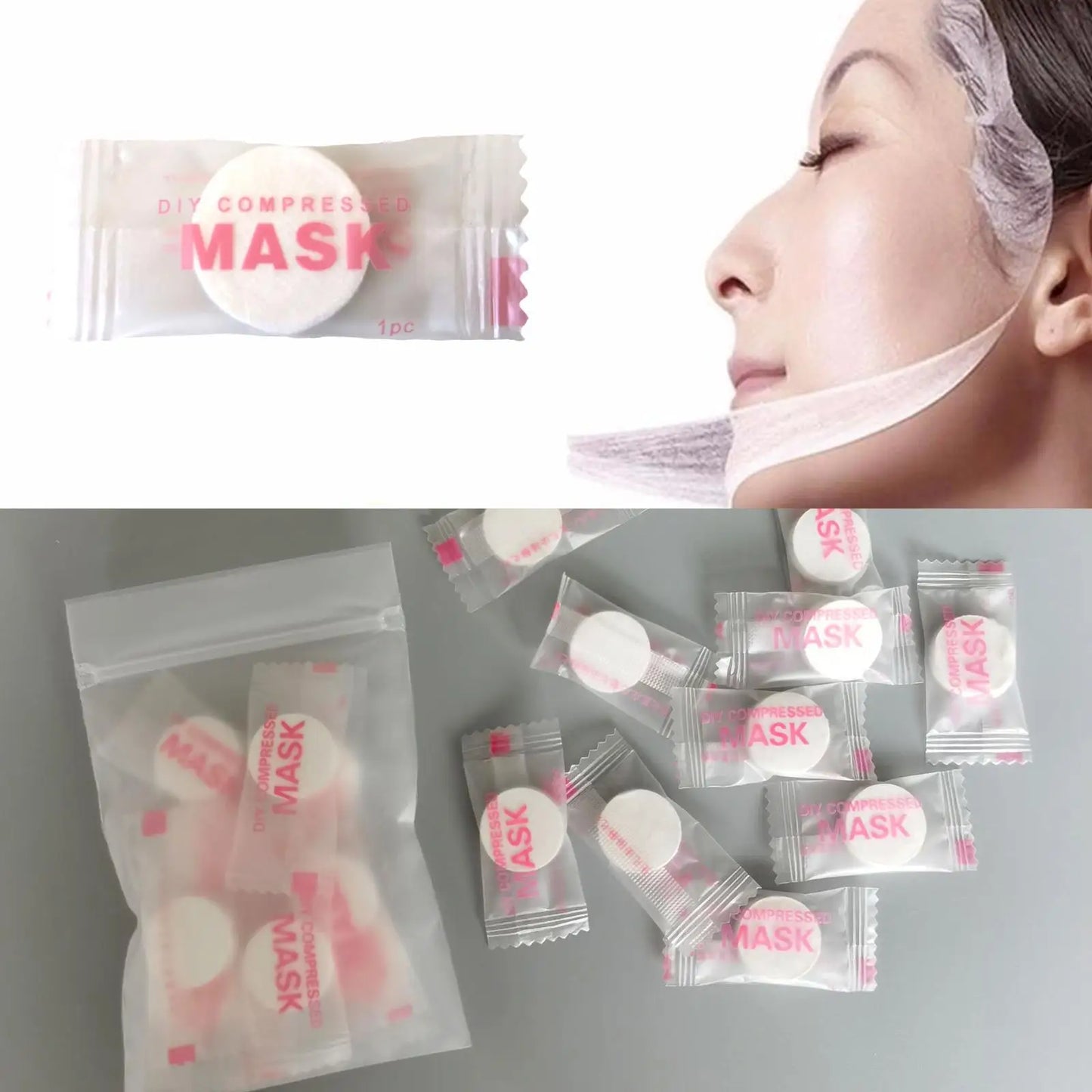 Mascarilla facial desechable de alta gama, no tejida, portátil, comprimida, de 30 o 50 unidades, con pañuelos de algodón envueltos en monedas.