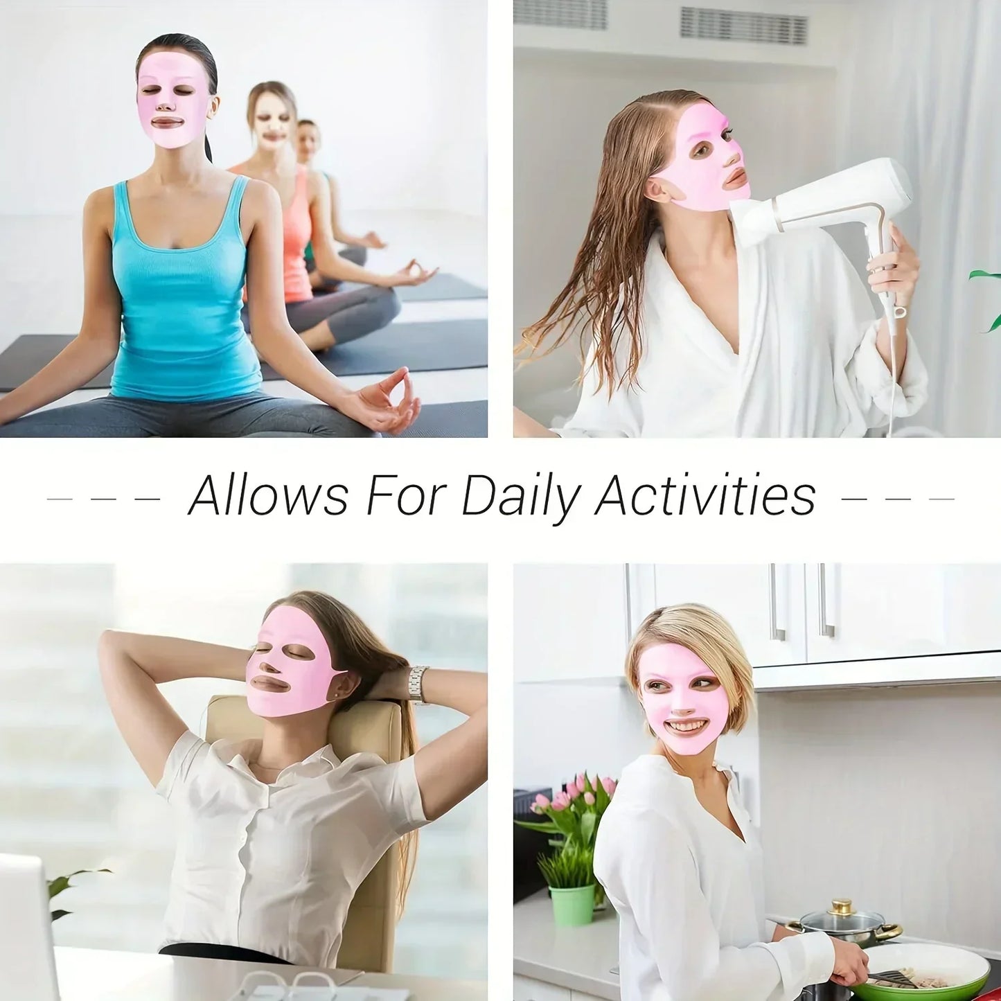 1 mascarilla facial de silicona, hidratante, antievaporación, reutilizable, para fijación de mascarillas.