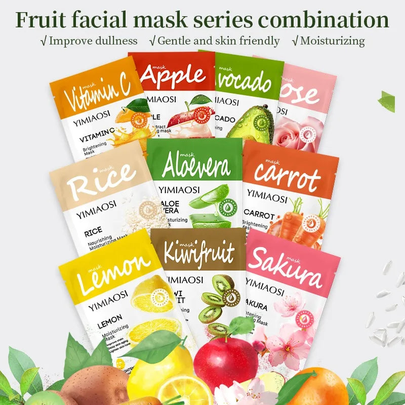 Mascarilla con sabor a fruta, hidratante, humectante y nutritiva para el cuidado de la piel, ilumina suavemente la tez, mascarilla vegetal.