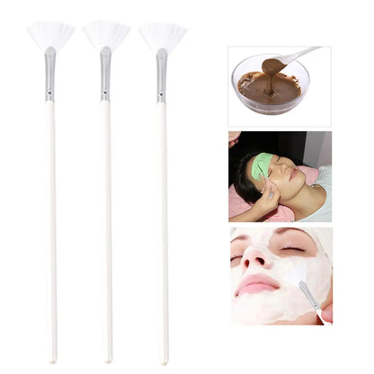 3 pinceles para mascarillas de bricolaje, con forma de abanico, para tratamientos faciales, cobertura suave, herramientas de belleza.