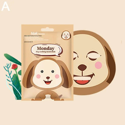 Mascarilla facial hidratante de dibujos animados, mascarilla hidratante profunda para piel sensible, mascarilla de perro, panda y cerdo, mascarilla para el cuidado de la piel.